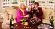 Sharing Huge Glass of Wine with Friend.gif