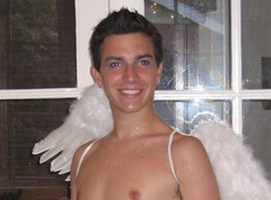 Ben dressed as an angel
